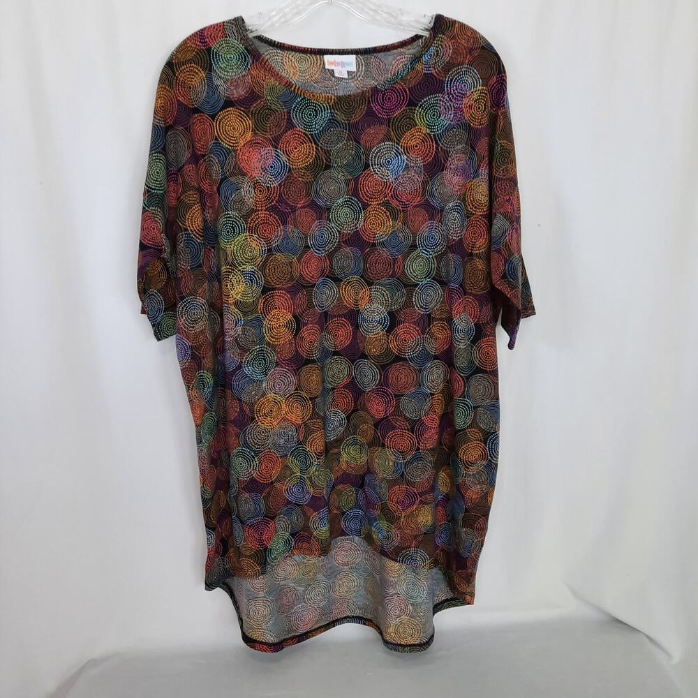 LuLaRoe High-Low Tunic, Flared Asymmetrical Hemline, Circle Design